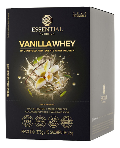 Vanilla Whey 25g Essential Nutrition 15 Sachês