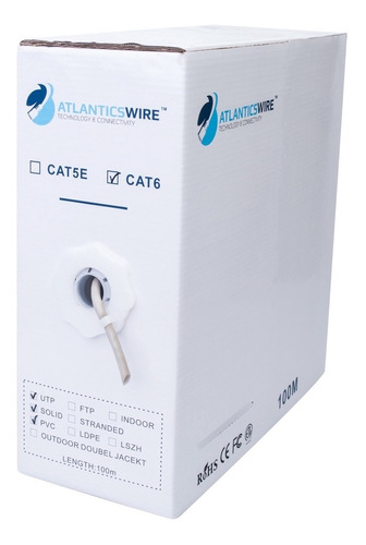 Atlanticswire Cable Utp Cat6 100mts 23awg Cca Gris Factura