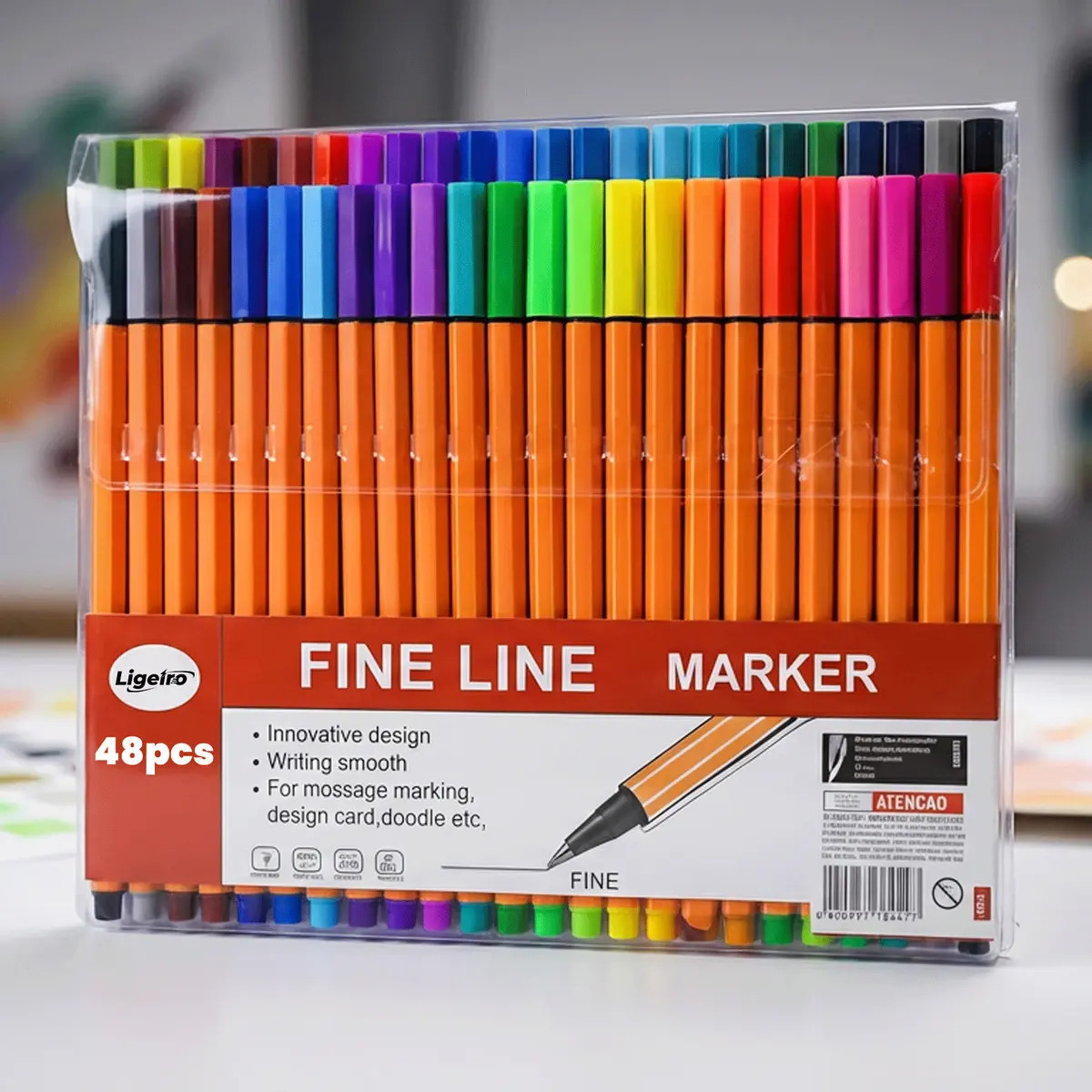 Kit Caneta Fine Line Cores Ponta Fina 0.4mm Cor Da Tinta Cores Kit 48 Cores