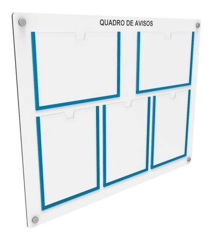 Quadro De Avisos Em Mdf C/ 05 Displays A4 Acrilico 2h3v