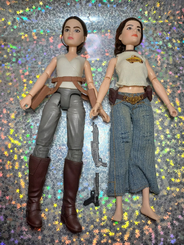 2 Muñecas Star Wars Princesa Leia Rey Jakku Accesorios (Usado)