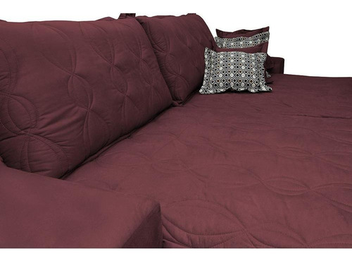 Sofá Retrátil 2,52m Pocket Cama Inbox Supreme Suede Vinho Desenho Do Tecido Liso