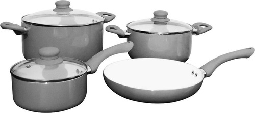 Baterias Cocina Cuori Grigio Fondo Ceramica 7 Piezas - Ltc