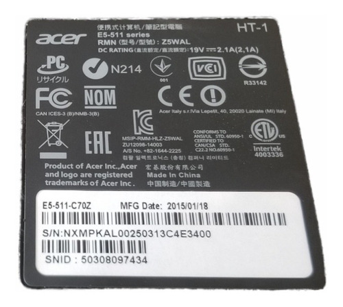 Imagen 3 de 4 de Laptop Acer Aspire E5-511 C70z Para Piezas