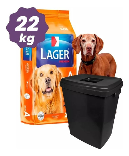 Lager Premium Perro Adulto 22 Kg + Recipiente 18k Regalo