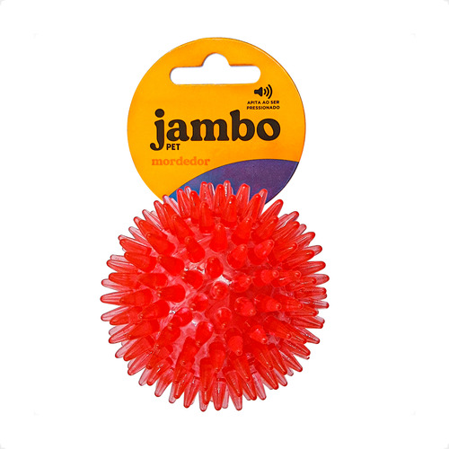 Bola Espinho Vermelha Brinquedo Jambo Com Som - Tam. P