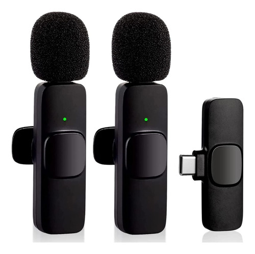 2 Microfonos Inalambricos Recargables Solapa Celular Tipo C