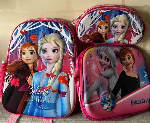 Morral  X 3 Frozen  Maleta Lonchera Cartuchera