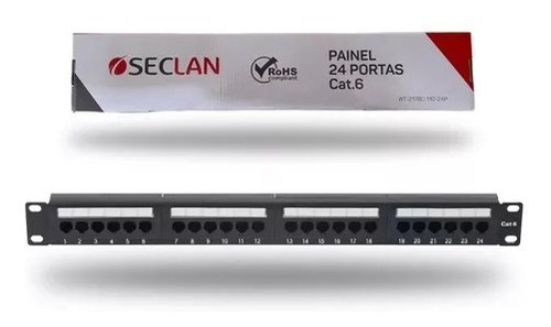 Patch Panel 24 Portas Cat6 Rj45 Utp Rede Lan Certifica Giga
