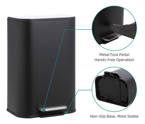 Cubo De Basura Acero Inoxidable 12 Litros Con Tapa Y Pedal