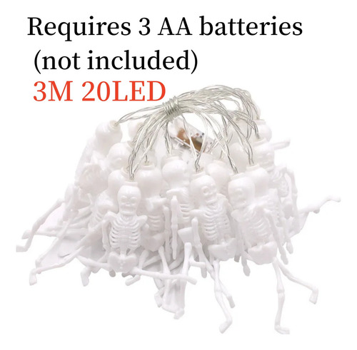 Cadena De Luces Led De Halloween De 3 M Y 20 Led, Calavera,