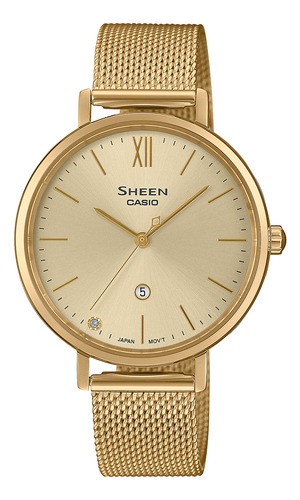 Reloj Mujer Casio She-4539gm-9audf Sheen Color de la correa Dorado Color del bisel Dorado Color del fondo Dorado