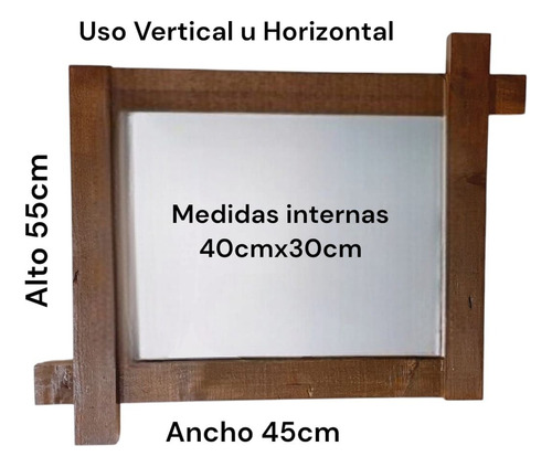 Marco Para Espejo De Madera Rustica Entrelazado 55cmx45cm Nogal
