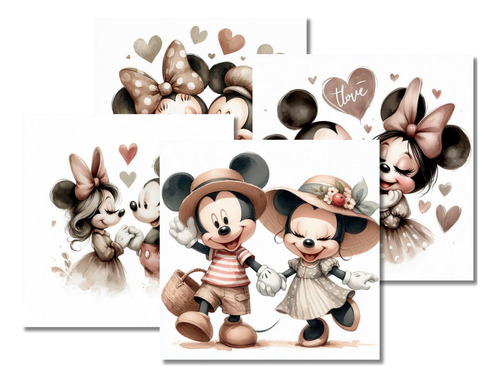 Kit Imágenes Láminas Jpg Minnie Mickey Mouse Acuarela C22
