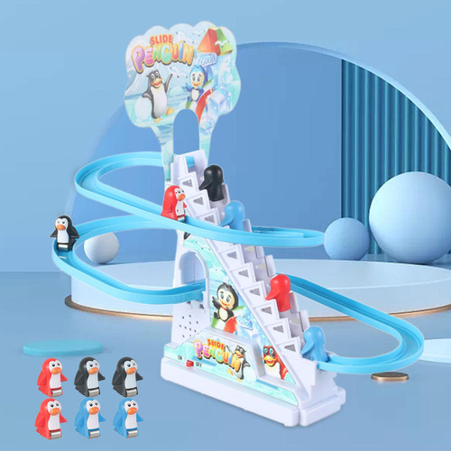 Para Juego De Carreras De Pingüinos Con Música, Escaleras /