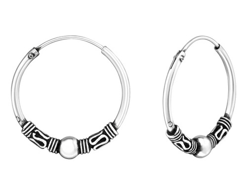 Argollas Bali 18 Mm Plata 925 Envejecida Aros Hombre Mujer