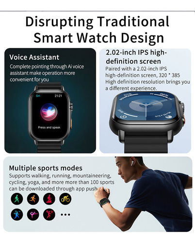Reloj Deportivo Con Asistente De Voz Bluetooth Tk23