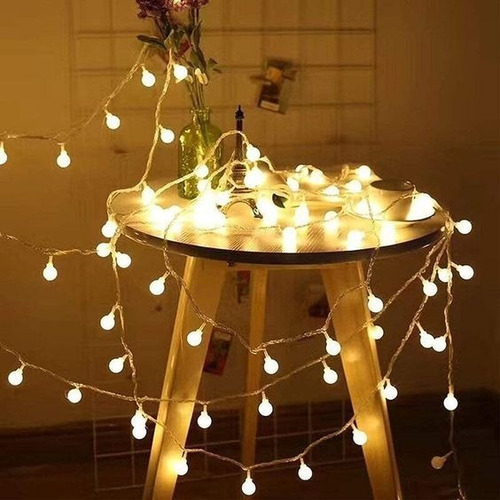 Imagem 4 de 5 de Cordao Pisca Led 40 Bolinhas Branco Quente