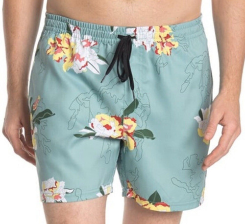 Short De Baño Vans Floral Verde Para Hombre - 100% Original