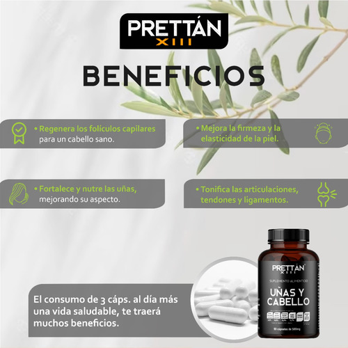Suplemento Con Nutrientes Para Uñas Y Cabello 500mg Prettan