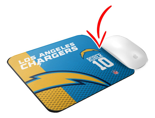 Mousepad Personalizado Los Angeles Chargers Con Tu Nombre