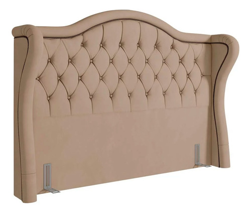 Cabeceira Cama Box Casal King 195cm Antibes P02 Veludo Bege Cor Creme