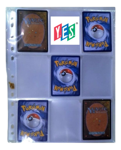 20 Folhas Plástica P/ Pasta Fichário Álbum Pokemon + 6 Cards