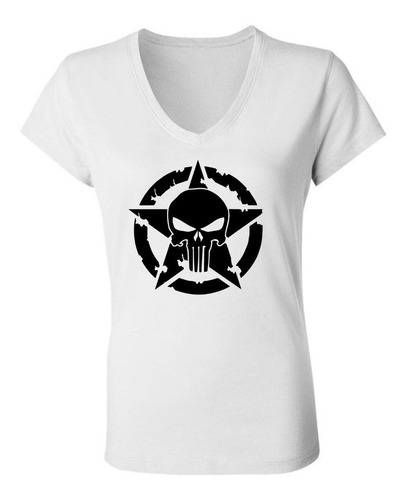 Remera Punisher Serie Mujer Escote V 