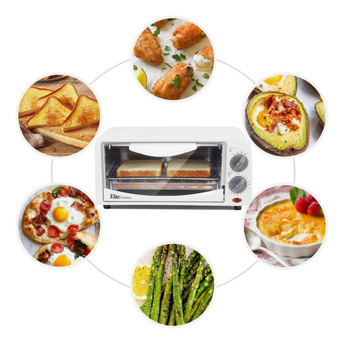 Imagen 4 de 6 de Horno Tostador Elite Gourmet 2 Rebanadas Blanco - H0224