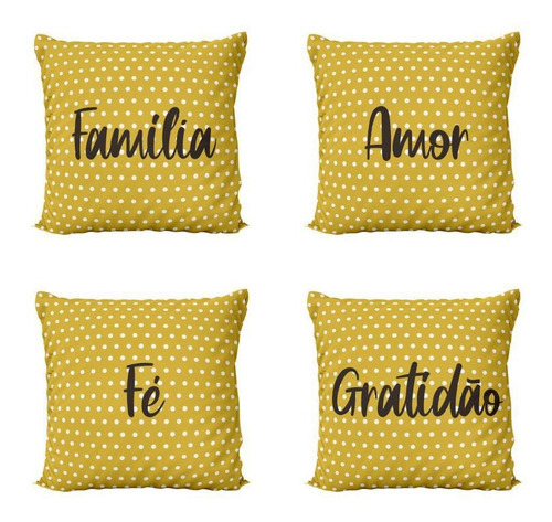 Capas De Almofadas Amarelas Frases Fé Gratidão - Novadecora
