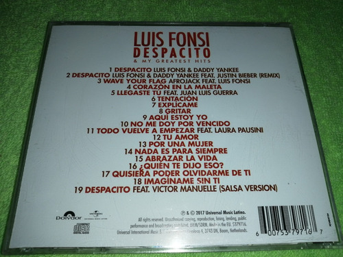 Eam Cd Luis Fonsi Despacito & My Greatest Hits 2017 + Justin