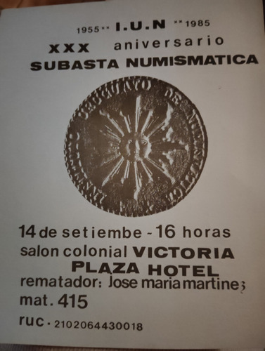 Xxx Aniversario Subasta Numismatica 1955 1985