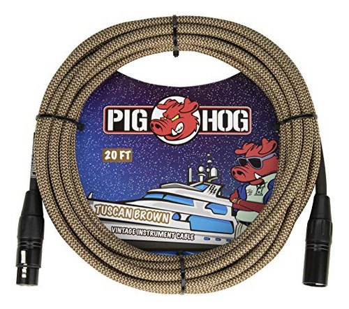 Cable Micrófono Pig Hog 20ft Xlr Anti-fray Marrón.