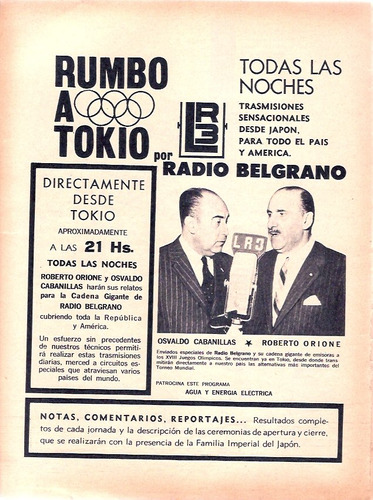 Antigua Publicidad Radio Belgrano  Cabanillas Orione