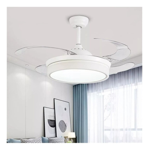 Ventilador De Techo Retráctil Led Con 4 Palas Blanco Diámetro 107 Cm Frecuencia 50-60hz Material De Las Aspas Abs