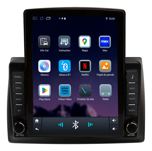 Multimídia Tesla Fiat Stilo 2+64gb Quadcore Carplay 9.7p