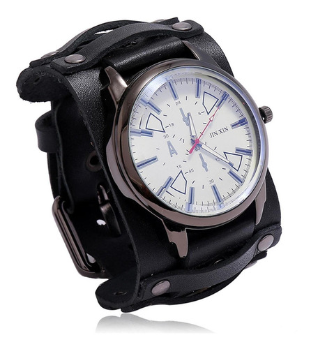 2 Uds., Reloj Con Puntero Punk Retro, Correa Ancha De Cuero,