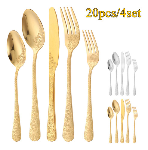 Cuchara Para Cubiertos, 20 Cucharas Talladas Con Motivos Flo