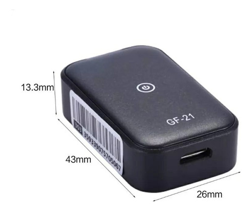Mini Gps Gf21 Rastreamento Localizador Superior Ao Gf07 Gf09 Cor Preto