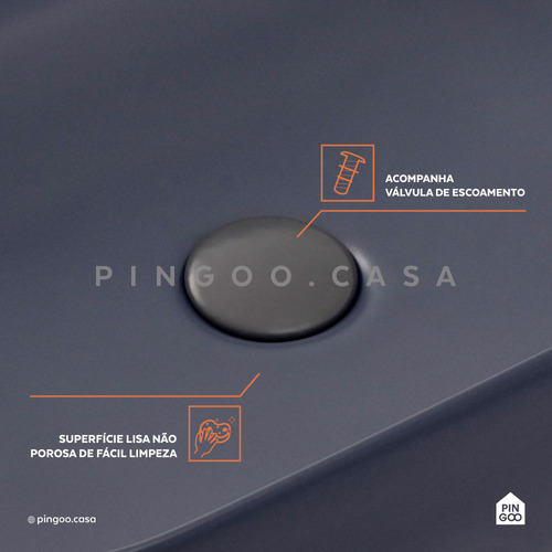Pingoo.casa Fluorita HLC0042 cuba de apoio banheiro 50.5cm cor cinza