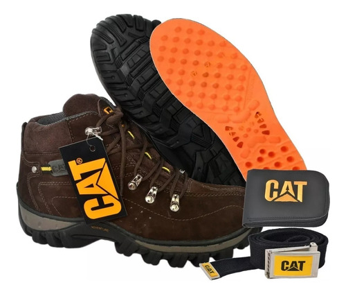 Set Botas Borcegos Caterpillar 100% Cuero + Cartera-cinturón