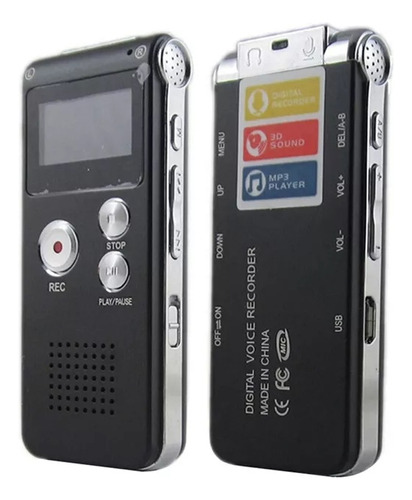 Grabadora Digital Profesional De Voz Sonido 8gb Mp3 Color Negro