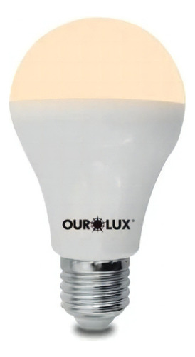 Lampada Bulbo Super Led Ourolux 9w 3000k Bivolt Amarela Cor da luz Branco-quente