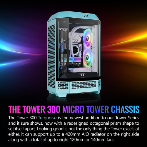 Funda Thermaltake Tower 300 Microatx Turquesa Con 2 X 140 Mm
