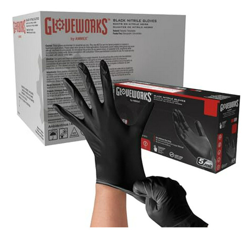 Guantes Nitrilo Negros Industriales, 5 Mil, Caja 1000