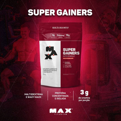 Super Gainers 3kg Max Titanium Sabor Morango Morango