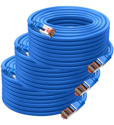 Cables Router, Mxeuh-003, 3pzas, 25m, Azul, 1gbps, Cat6, Rj4