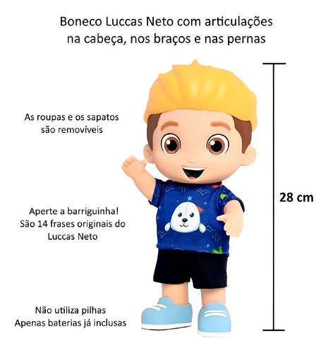 Boneco Luccas Neto Com Som Fala 15 Frases 1079 - Rosita