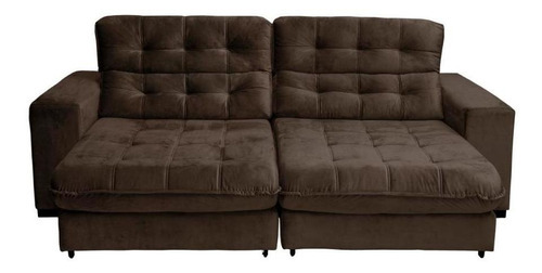 Sofá Casa retrátil e reclinável 2 10m molas ensacadas pillow top suede cor marrom new califórnia café Premium