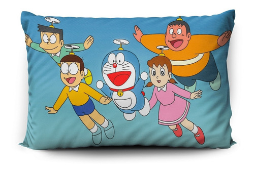 Imagen 1 de 5 de Funda De Almohada Doraemon 70x45cm Doble Estampado Vudú Love